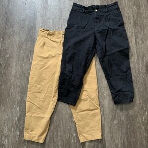 ZARA Women's Black & Tan Cotton Paperbag Waist Pants Set Size XXL